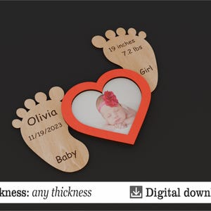 Cadre des statistiques du bébé - Souvenir magnifique pour les nouveaux parents - Art découpé au laser