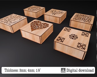 Sieradendoos | Lasergesneden bestanden | Geschenkdoos | 2 maten - 6 modellen