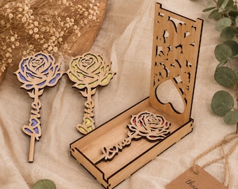 Rose Gift Box SVG Bundle, Laser Cut Flower Box File, Wooden Rose Template, Valentine Gift Box SVG, Glowforge File