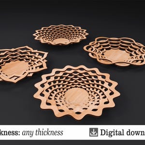 Template per Taglio Laser - Piattino per Caramelle, Ciotola di Frutta, Ciotola di Legno svg, dxf, ai, pdf, cdr