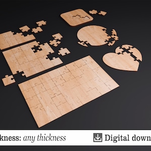 Puzzle per Creatività e Sublimazione | Modelli per Taglio Laser | 6 Modelli di Puzzle
