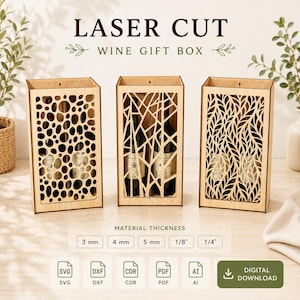 Laserschnittdateien für Weinkisten | Kiste für zwei Flaschen | SVG, DXF, AI