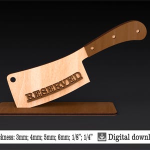 Zarezerwowany znak na stolik restauracyjny | Plik laserowo wycinany do noża Cleaver | SVG DXF AI | Pobieranie cyfrowe na drewno lub akryl | Dekoracja rzeźnika