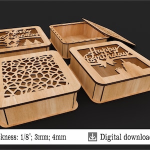 Plantillas de cajas de regalo: archivos de diseño cortados con láser: descarga instantánea