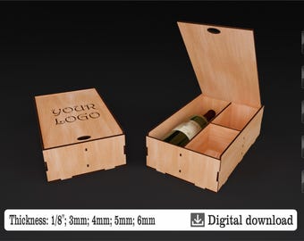 Gift box, large box, personalization - laser cut template, bottle box