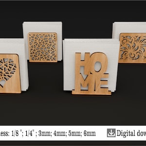 Zestaw uchwytów na serwetki wycinane laserowo - 4 unikalne wzory w formatach SVG, DXF, Ai, Pdf, Cdr