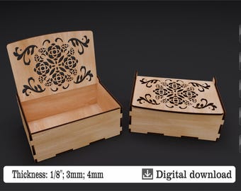 Laser Cut Gift Box SVG Bundle – Decorative Wooden Keepsake Box – Laser Cut Files DXF – Glowforge Lightburn CNC
