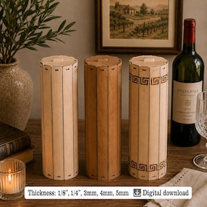 Laser Cut Wine Box SVG, Wooden Tube CNC Files, Bottle Gift Template (Digital Download)