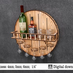 Półka barowa "Beczka na wino" | Plik do cięcia laserowego | Mini bar | Bar ścienny