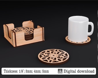 Coaster | Laser Cut Template | Set of 6 Coasters Patterns