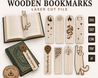 Bookmark SVG Bundle | Laser Cut Bookmark Files for Glowforge CNC | Reading Bookmark SVG | Digital Download