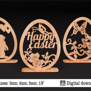 Decoración de huevos de Pascua / Archivo cortado con láser / SVG, DXF, AI / Glowforge, Lightburn, XTool