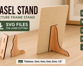 Picture Frame Stand SVG | Easel Back Laser Cut File | Display Stand Template for CNC | Glowforge | Wooden Frame Holder DXF