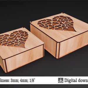 Caja de joyas - Archivos para corte láser Caja de corte láser archivos SVG - Archivos para corte láser para proyecto de caja de adornos