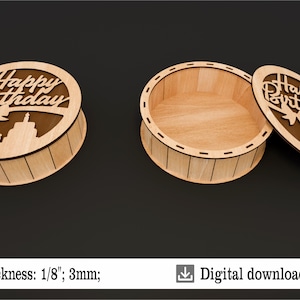 Geschenkbox - Laser cut Dateien -Runde Geschenkbox - Cdr, Dxf, SVG, Ai, Pdf - Dateien