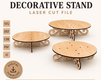 Suporte para Bolo em SVG | Suporte para Bolo Cortado a Laser em DXF | Expositor de Sobremesas em Madeira | Arquivos Glowforge | Suporte para Cupcakes de Casamento | Arquivo para Corte a Laser CNC
