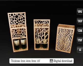 Wein Box Laser Cut Dateien | Box für 2 Flaschen | SVG DXF AI