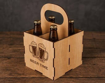 Beer Caddy SVG File for Laser Cutting, Beer Carrier DXF, Wooden Beer Box Template, Beer Bottle Holder, CNC Laser Cut File, Digital Download