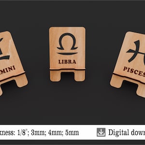 Suporte de telefone com signo do zodíaco | Modelos de corte a laser | Ideia de presente faça você mesmo