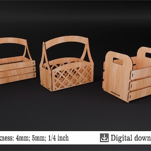 May include: Three wooden boxes with handles. The boxes are made of plywood and have a natural wood finish. The boxes are different sizes and have different designs. The boxes are suitable for crafts, gifts, or storage.