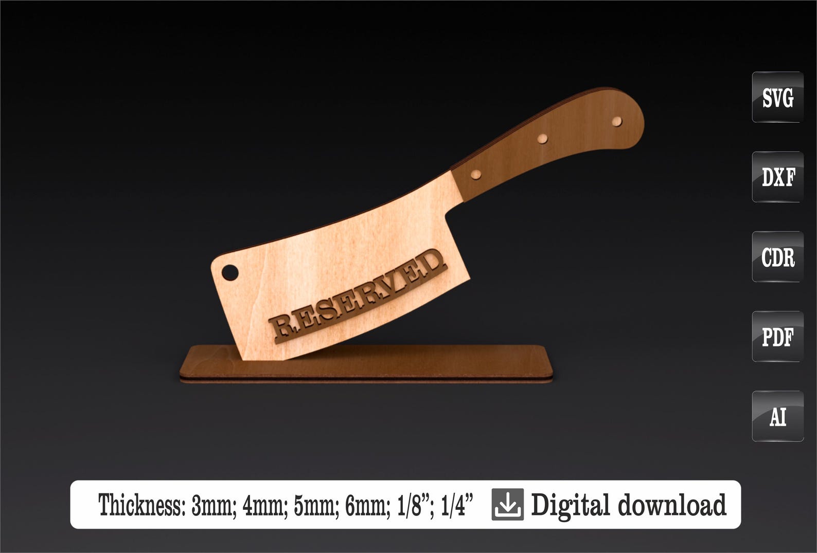 Reserved Table Sign Svg Reserved Table Sign SVG, Cleaver Reserved Sign, Restaurant Table Decor ...