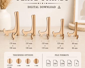 Laser Cut Display Stand SVG, Plate Holder, Easel Stand File, Photo & Sign Holder, CNC Laser Cut Files