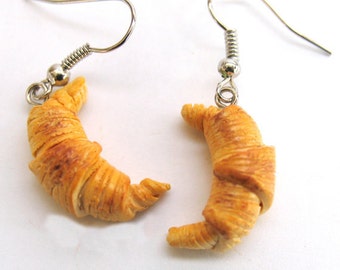 Croissant Ohrringe, Französisch Gebäck Ohrringe, Essen Schmuck, Miniatur Essen