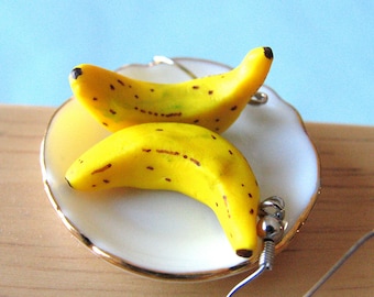 Banana Earrings, Food Jewelry, Banana Jewelry, Miniature Food