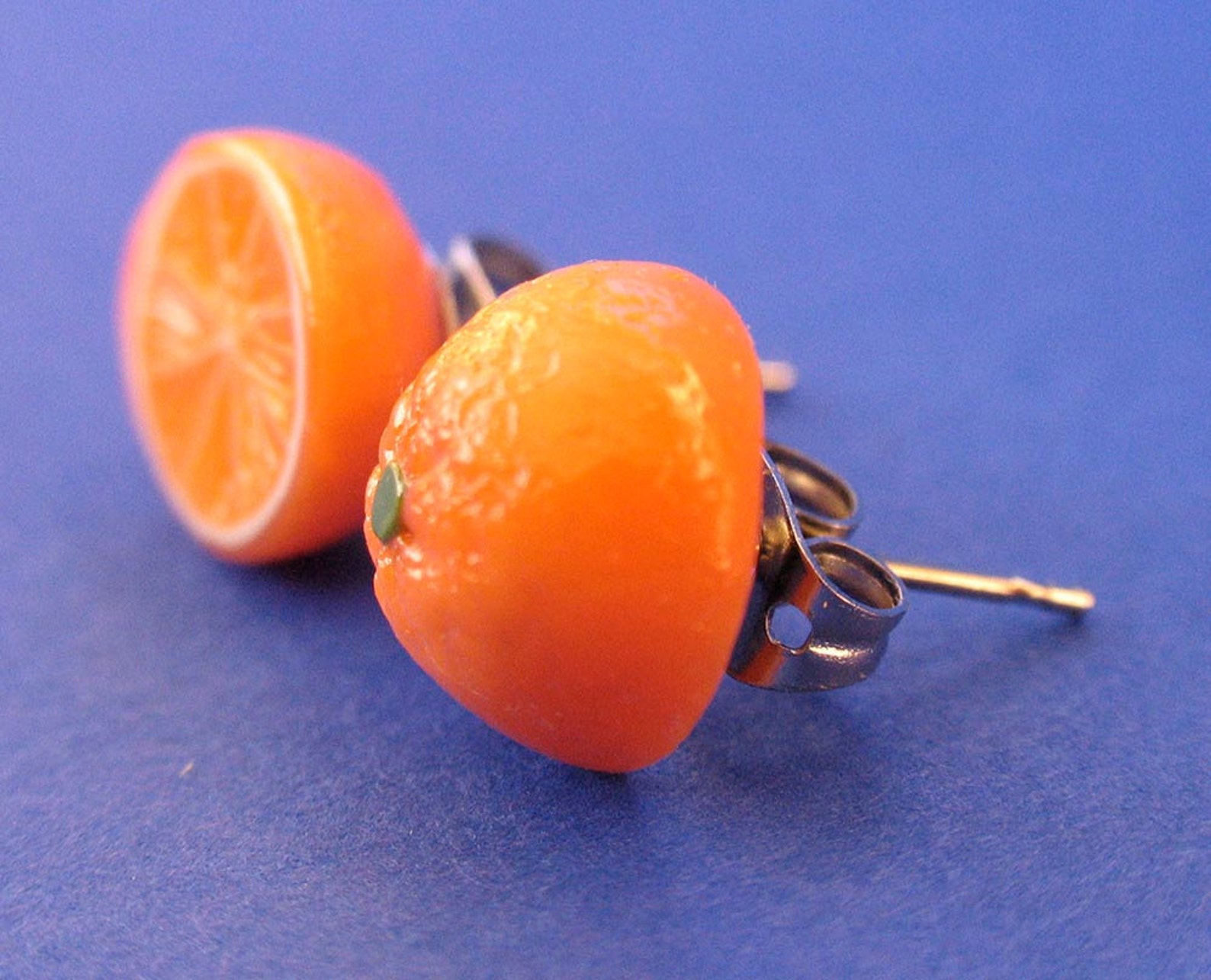 Juicy Orange Stud Fruit Earrings Food Jewelry Fruit Etsy