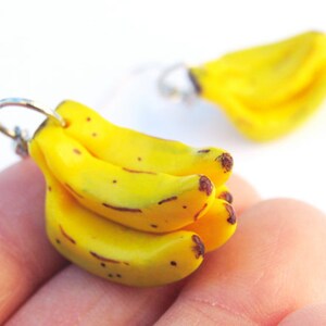 Banana Earrings, Banana Jewelry, Miniature Food, Food Jewelry image 2