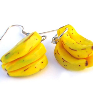 Banana Earrings, Banana Jewelry, Miniature Food, Food Jewelry image 3