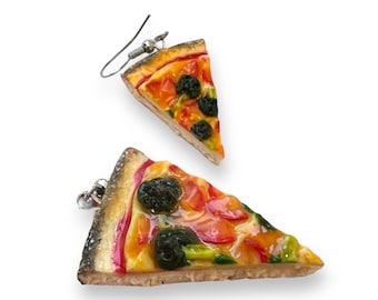 Broccoli and Tomato Pizza Earrings