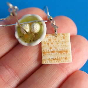 Matzah and Matzo ball Soup earrings - Jewish Food -Food earrings - food jewelry - matzah - matzo - Seder - Passover - food - jewish