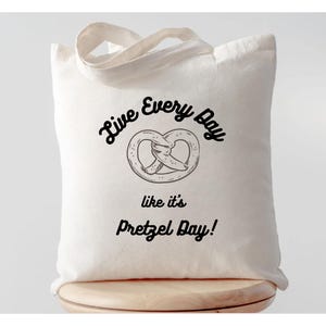 Funny Pretzel Tote Bag - Cottagecore Gift for Teachers, Funny Book Bag, Bread Bags, Pretzel Lovers, Farmers Market Bag