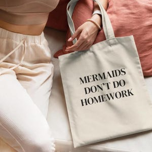 Cotton bag / Mermaid eco-fabric bag for shopping, jute bag, with funny saying, perfect as a gift, reusable