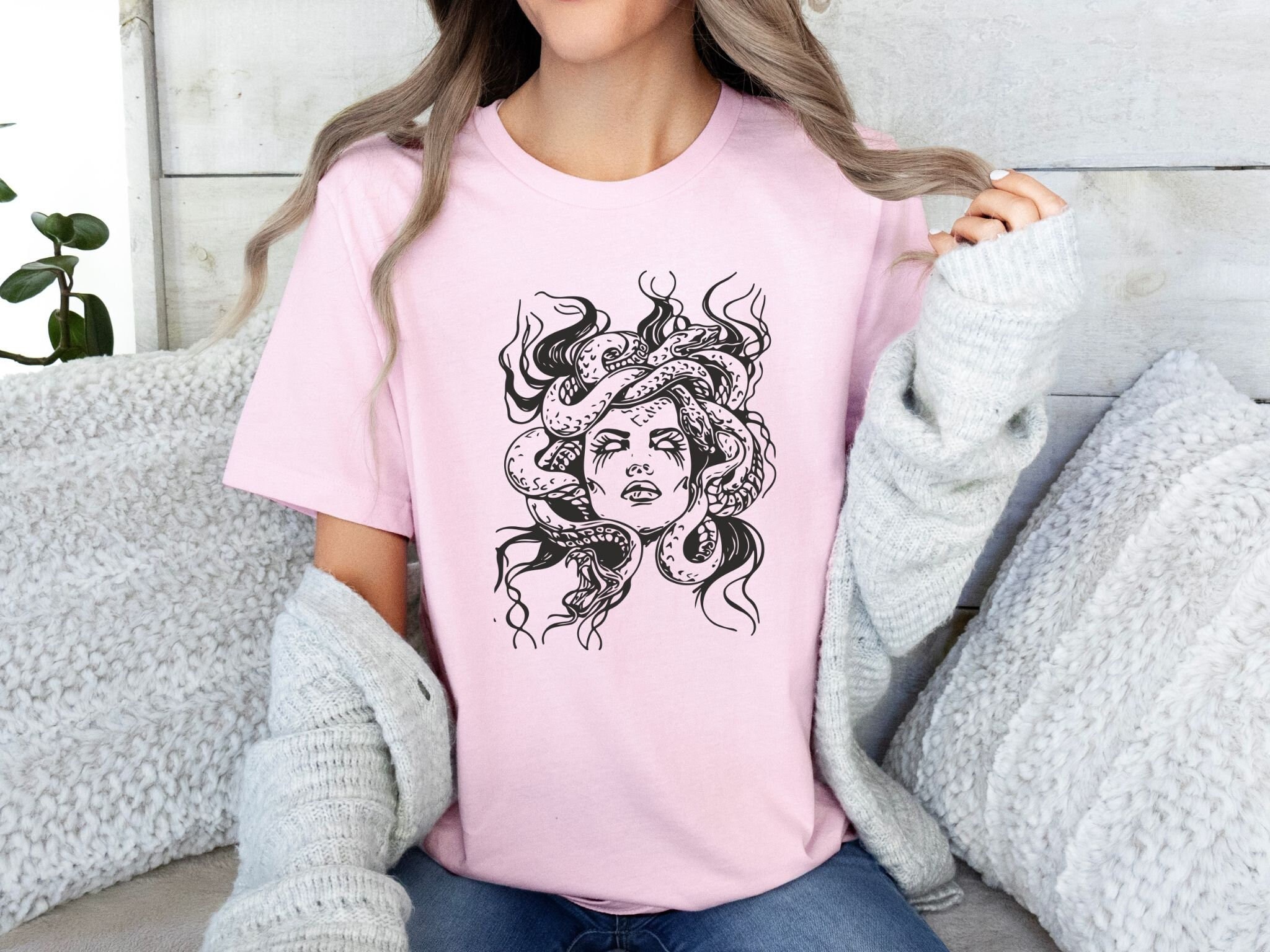 Black Medusa Head Print Cotton Sweatshirt