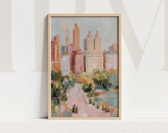 Central Park NYC Kunstdruck Moderne Stadtlandschaft Gemälde Pastell Skyline Urban Poster Zeitgenössische Dekoration