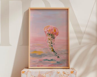 Pastel Jellyfish Print: Dreamy Coastal Wall Art (Digital Download)