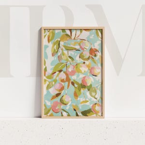Peach Branch Art Print: Coastal Kitchen Botanical Decor (Digital Download)