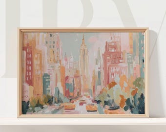 Abstrakte Stadt Skyline Wand Kunst Pastell Urban Landschaft Gemälde Moderne Wohnkultur Print