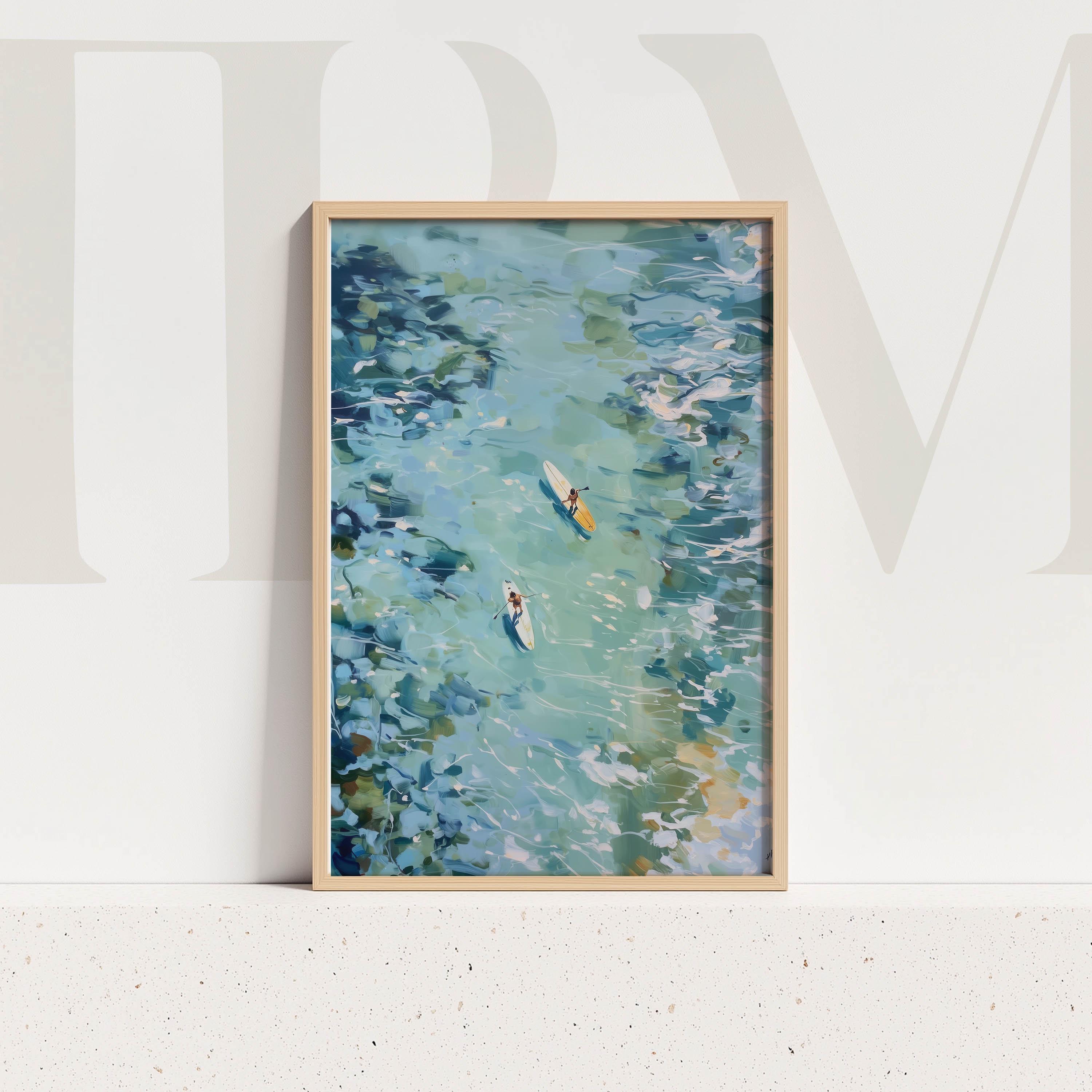 Tableau Abstrait Paysage Marin Sur Toile - Plusieurs Formats - Encadré Prêt à Accrocher - Neuf