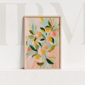 Peach Botanical Print: Pastel Summer Garden Wall Art (Digital Download)