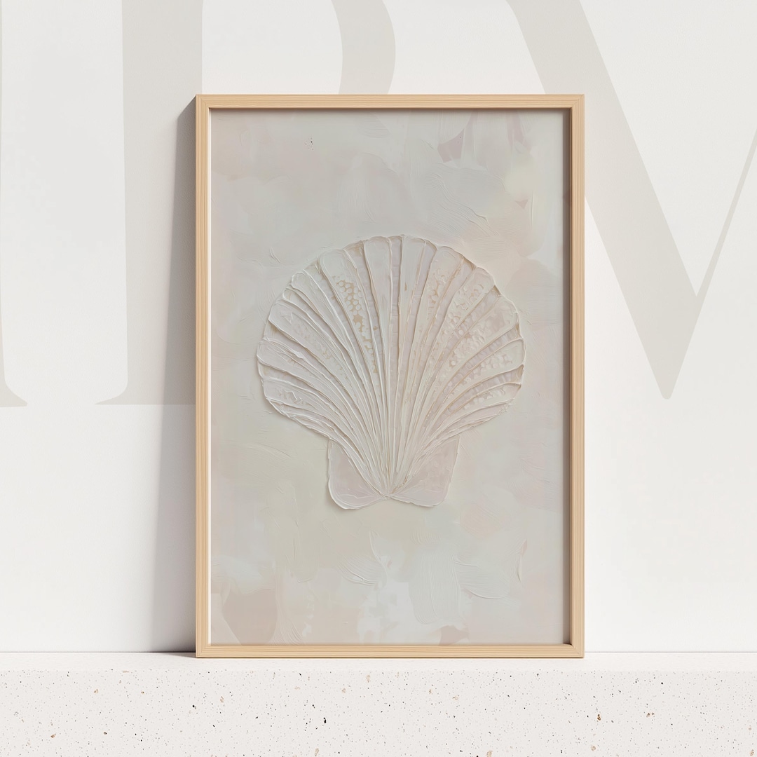 Textured Seashell Wall Art Neutral Coastal Shell Print Minimal Beach ...