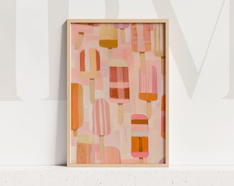 Popsicle Print: Colorful Abstract Ice Cream Painting, Summer Kitchen Decor (Digital Download)