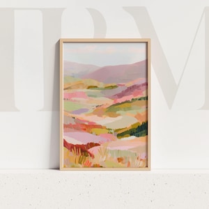 Abstract Landscape Art Print: Pastel Hills, Modern Nature (Digital Download)