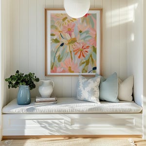 Pastel Fall Wildflowers Art Print: Floral Painting Abstract Illustration Botanical Garden Colorful Impressionist Decor image 5