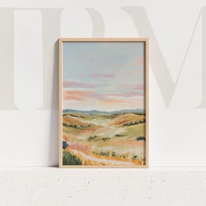 Pastel Sunset Landscape Print: Impressionist Prairie Wall Art (Digital Download