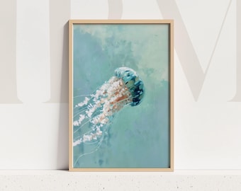 Jellyfish Art Print: Abstract Coastal Ocean Nursery Decor (Digital Download