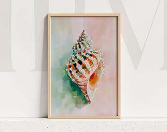 Seashell Wall Art Print: Colorful Coastal Beach House Decor (Digital Download