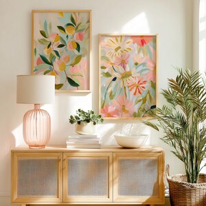 Pastel Fall Wildflowers Art Print: Floral Painting Abstract Illustration Botanical Garden Colorful Impressionist Decor image 8